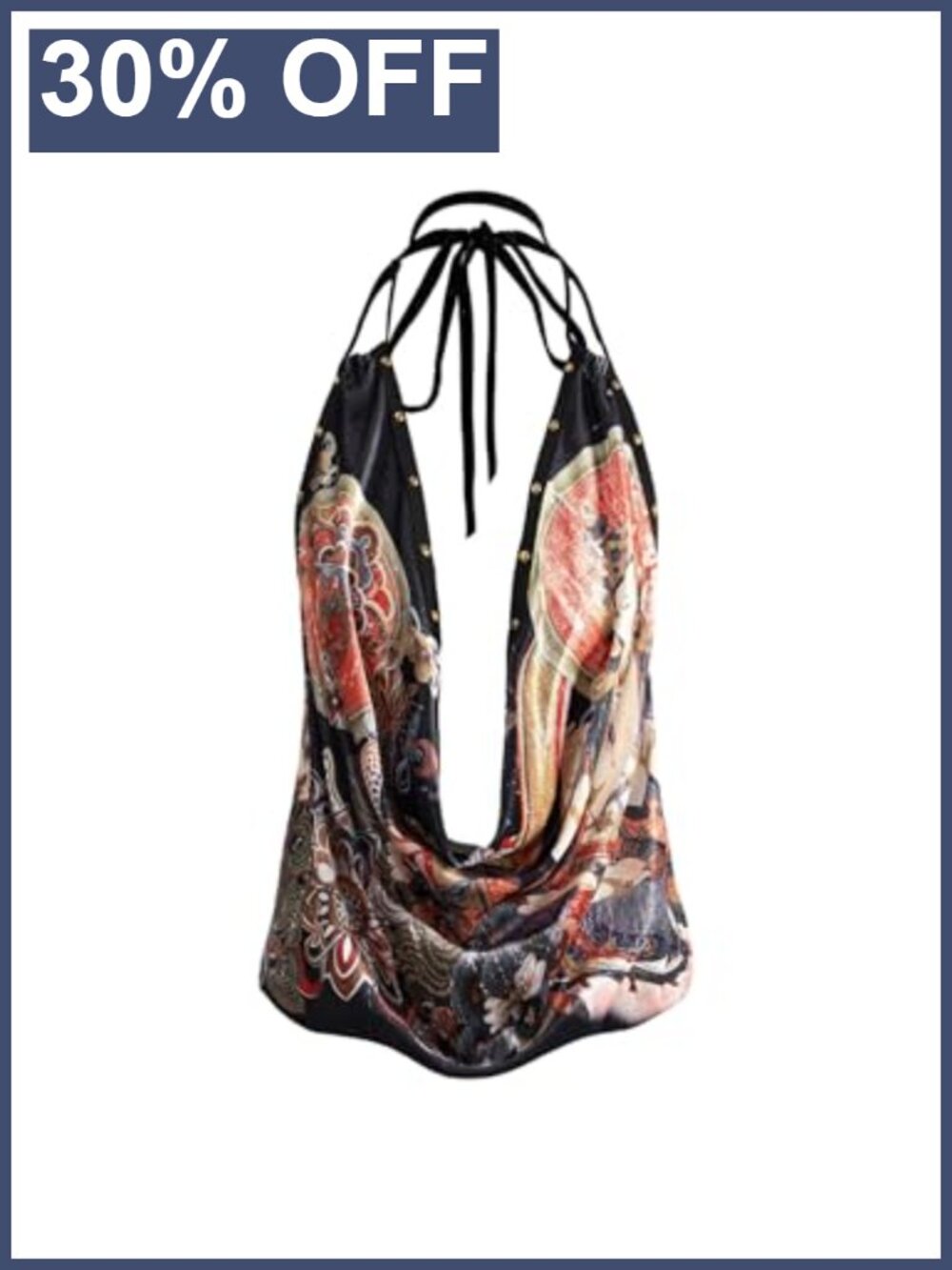 Women's Draped Graphic Open Back Y2k Party Top Sleeveless Cowl Neck